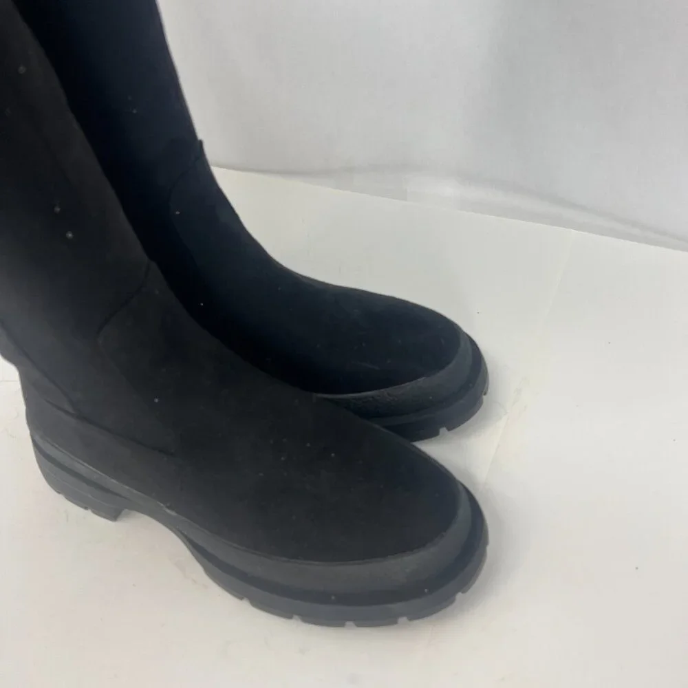 Dream Pairs Mesmerize Chunky Lug Sole Knee High Boots Black Suede